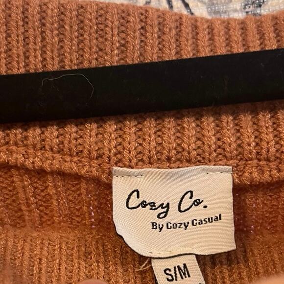 Cozy Co By Cozy Casual Mauve And Burgundy Stripe‎ Off Shoulder Sweater Size S/M - Picture 9 of 10